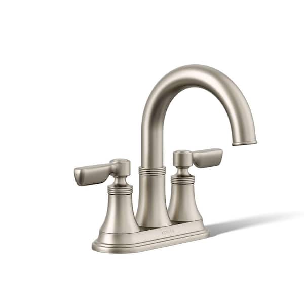 Paces 4 in. Centerset Double Handle Bathroom Faucet in Vibrant Brushed Nickel