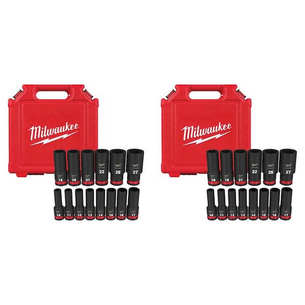 SHOCKWAVE 1/2 in. Drive Metric Deep Well 6 Point Impact Socket Set (28-Piece)