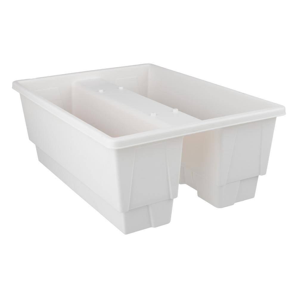 White Plastic Rectangular Railing Planter Box with Drainage Insert