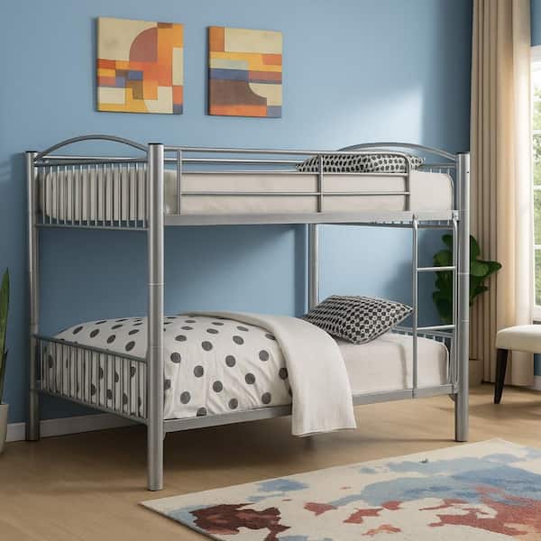 Silver Full Adjustable Bunk Bed with Metal Frame