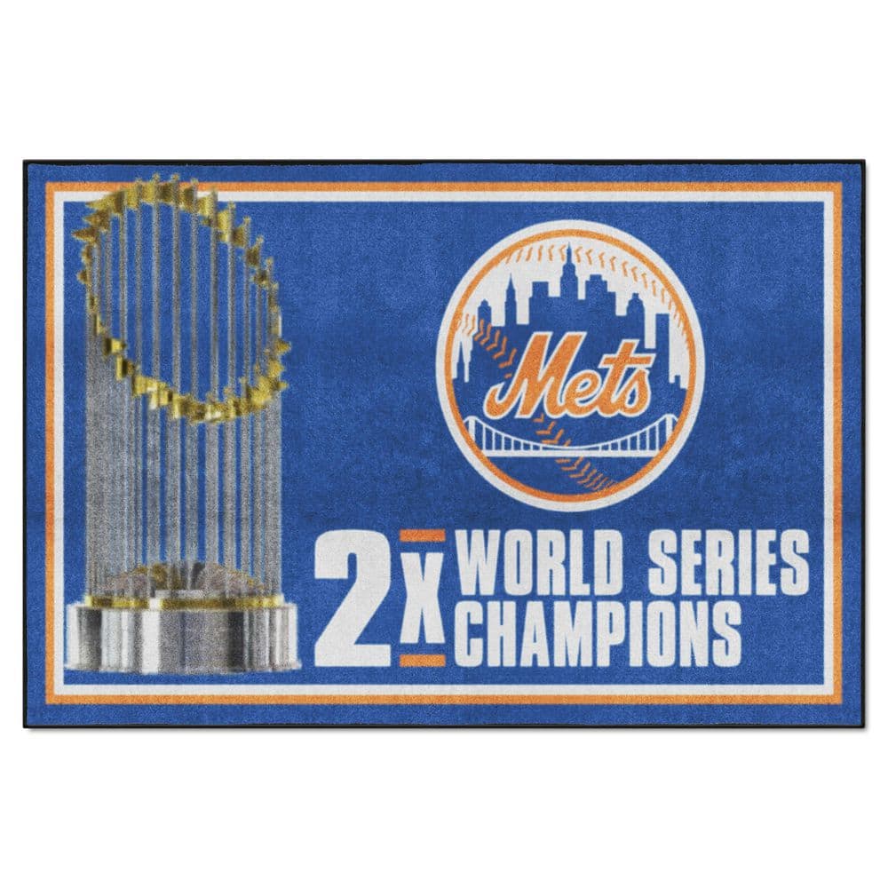 New York Mets, golden logo, MLB, blue metal background, american