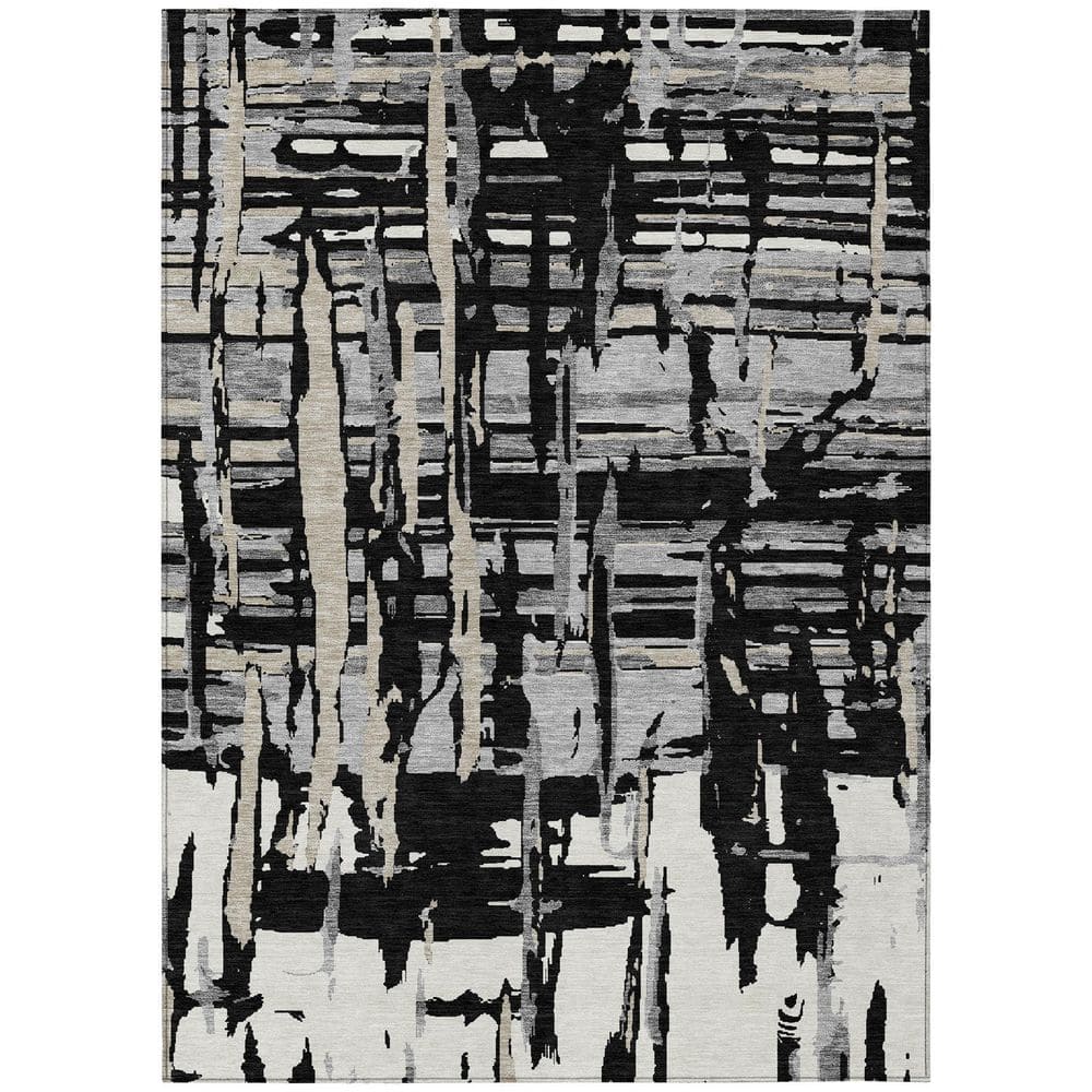 Chantille Machine Washable Indoor/Outdoor Abstract ACN2989 Black 3 ft. x 5 ft. Area Rug price history on PriceWatchPro