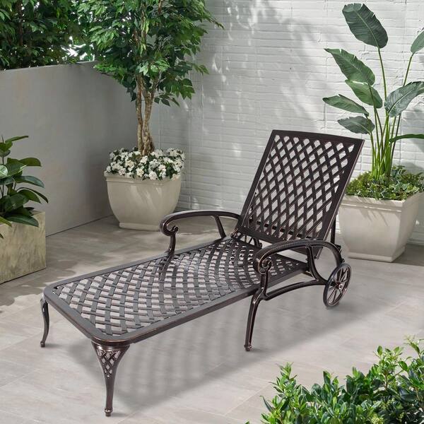 Kadehome Antique Bronze 1 Piece Cast Aluminum Reclining Outdoor Chaise Lounge With Wheels Hfzyhw003 B The Home Depot - Vintage Aluminum Chaise Lounge With Wheels Kadehome Antique Bronze 1 Piece Cast Aluminum Reclining Outdoor Chaise Lounge With Wheels Hfzyhw003 B The Home Depot - Vintage Aluminum Chaise Lounge With Wheels