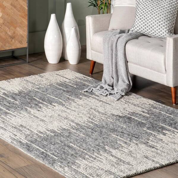 nuLOOM Harlan Abstract Lines Wool Area Rug Gray 4' ft. x 6' ft