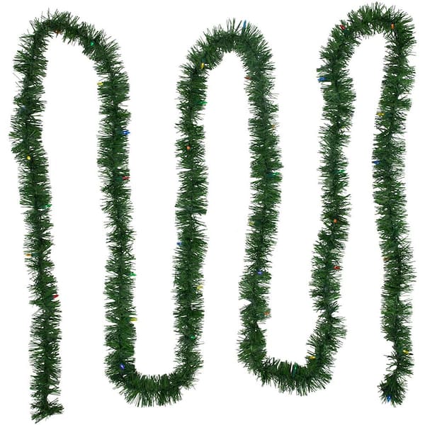 Pre-Lit LED Battery Operated Pine Artificial Christmas Garland-18' x 3"-Multicolor Lights