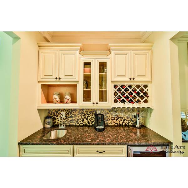 LIFEART CABINETRY Princeton Assembled 24 in. x 42 in. x 15 in. Wall Diagonal Mullion Door Cabinet with 2 Doors in Creamy White