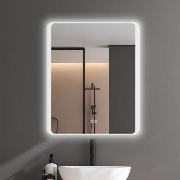 NTQ 30 in. W x 36 in. H Rectangular Backlit Frameless Anti-Fog Dimmable Wall Mounted LED Bathroom Vanity Mirror in Silver