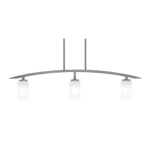 Unbranded Siena 41 in. 3-Light Graphite Chandelier with 3.5 in. White Marble Glass Shades, no bulbs included