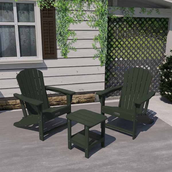 CASAINC Classic Green Patio Plastic Adirondack Chair with Wide Back