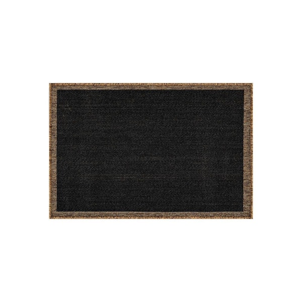 Border Dark Gray/Natural Easy-Care Jute-Style Indoor/Outdoor Flat Woven Area Rug 2 ft. x 3 ft. Dark Gray