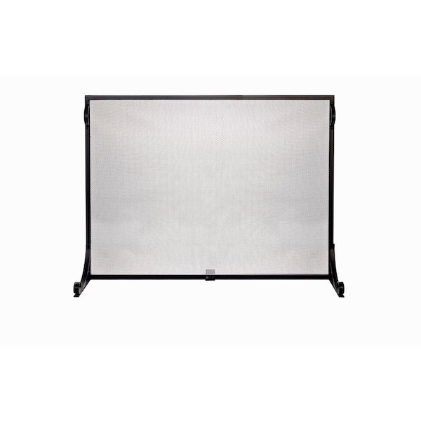 Large Single Panel Black Fireplace Screen