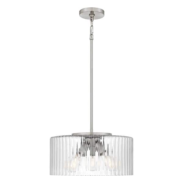 DSI LIGHTING Delphi 3-Light Brushed Nickel Shaded Pendant Light