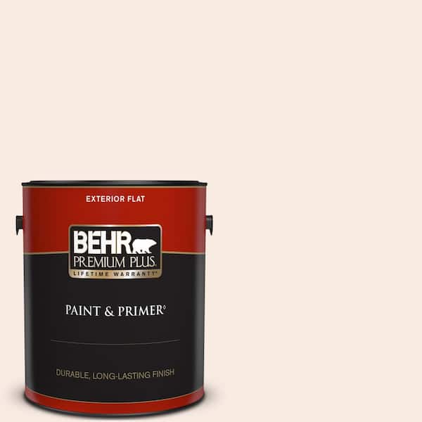 BEHR PREMIUM PLUS 1 gal. #210E-1 Bella Pink Flat Exterior Paint & Primer