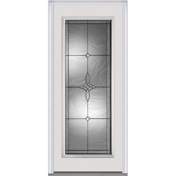 MMI Door 32 in. x 80 in. Lenora Right-Hand Inswing Full Lite Decorative Primed Fiberglass Smooth Prehung Front Door