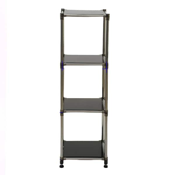 Sudzendf 4-Shelf Heavy Duty Steel Pantry Organizer, Modular Rack in Black
