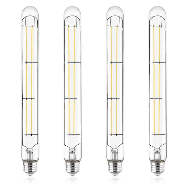60W Equivalent, Vintage T9 Long Tube LED Light Bulbs, 3000K, 800-Lumens Dimmable 7-Watt Clear Glass Filament Bulb 4-Pack