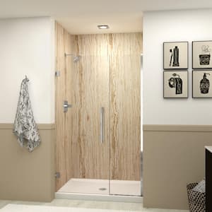 Elizabeth 46.5 in. W x 76 in. H Hinged Frameless Shower Door in Polished Chrome with Clear Glass