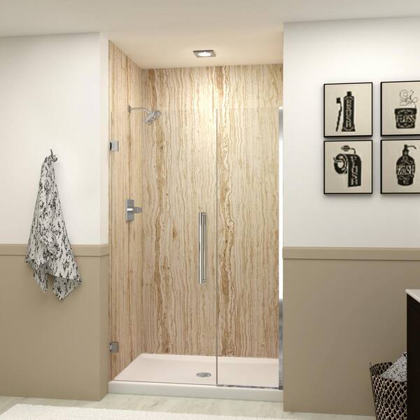 Transolid Elizabeth 49 in. W x 76 in. H Hinged Frameless Shower Door in Polished Chrome with Clear Glass