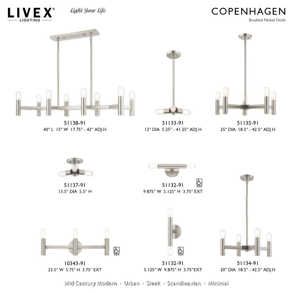 Copenhagen Brushed Nickel 3-Light Flush Mount Ceiling Fixture