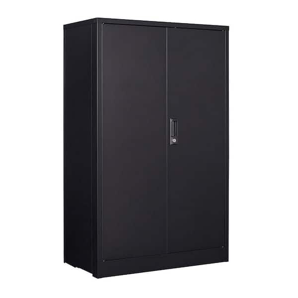 3-Tier 42"H Steel Heavy-Duty Adjustable Side Tool Cabinets & Lockers in Black with Lock, Folding Side Tool Locker
