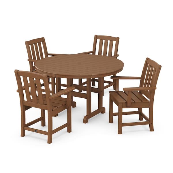 Trex Outdoor Furniture Cape Cod Tree House 5-Piece Round Farmhouse Plastic Outdoor Dining Set