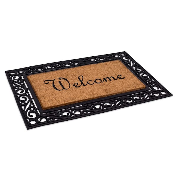 Coco Welcome Door Mat with Molded Rubber Frame