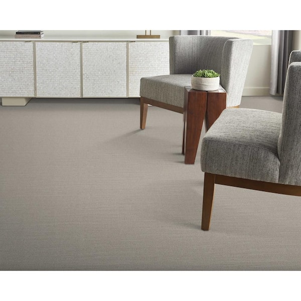 Sky Breeze Sterling Gray 13.2 ft. 36 oz. Wool Loop Installed Carpet