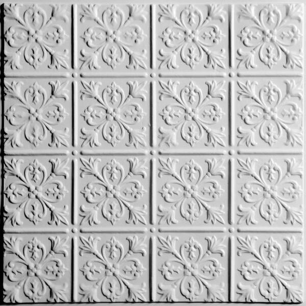 Ceilume Fleur-de-lis White Evaluation Sample, Not suitable for installation - 2 ft. x 2 ft. Lay-in or Glue-up Ceiling Panel
