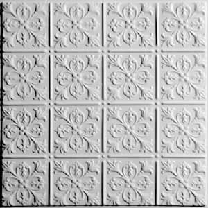 Fleur-de-lis White 2 ft. x 2 ft. Lay-in or Glue-up Ceiling Panel (Case of 6)