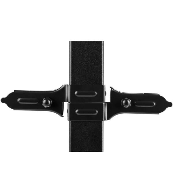 NUVO IRON Legacy Collection Powder Coated Black Galvanized Steel Universal Brackets for Fence Panels