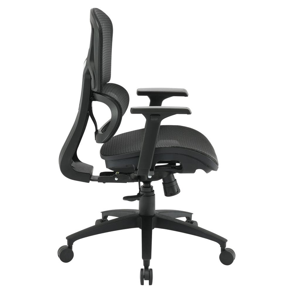 Black Mesh Executive Desk Chair with Adjustable Arms and Metal Base