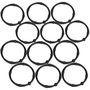 Shower Victoria Curtain Rings in Black (Set of 12)