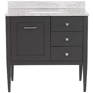 Hensley 37 in. W x 22 in. D Bath Vanity in Shale Gray with Stone Effects Vanity Top in Winter Mist with White Sink