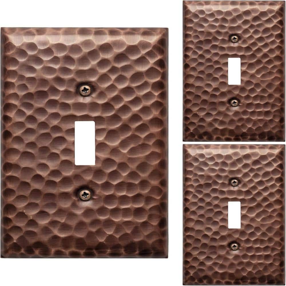 Hand Hammered 1-Gang Antique Copper Finish Single Switch / Toggle Metal Wall Plate (3-Pack) price history on PriceWatchPro