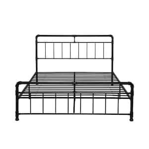Mowry Industrial Queen-Size Flat Black Iron Bed Frame