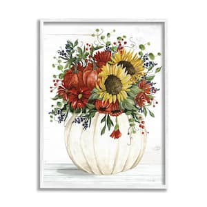 Country Sunflower Pumpkin Bouquet Design By Cindy Jacobs Framed Nature Art Print 14 in. x 11 in.