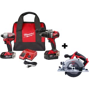 M18 18V Lithium-Ion Brushless Cordless Hammer Drill and Impact Combo Kit (2-Tool) W/ 6-1/2 in. Circular Saw