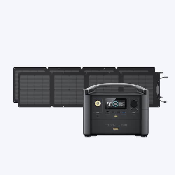 EcoFlow 600W Output/1200W Peak Push-Button Start Solar Generator RIVER Pro with 110W Solar Panels 2 for Home, Camping and RVs