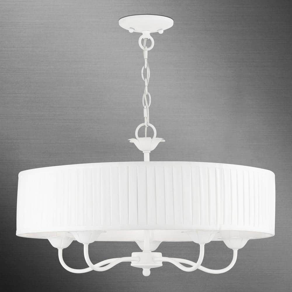 Northbrook 5-Light White Drum Pendant Chandelier with Pleated Off-White Fabric Shade price history on PriceWatchPro