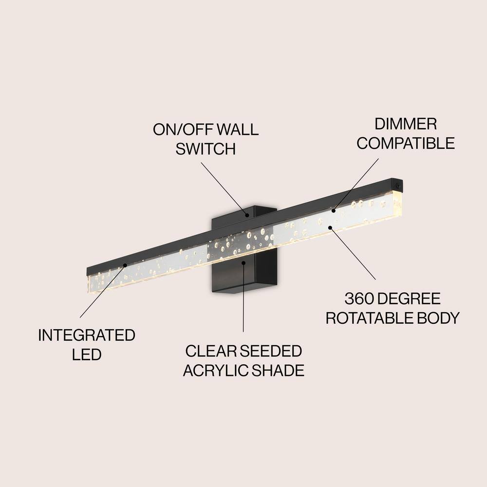 Ingres 30" Black Iron Dimmable Vanity Light with Acrylic Shade