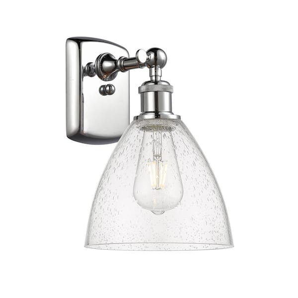 Innovations Bristol Glass 1-Light Polished Chrome, Seedy Wall Sconce with Clear Glass Shade