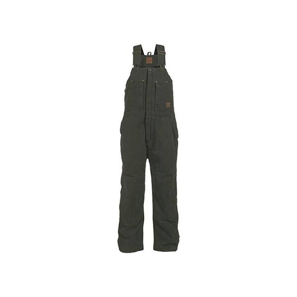 Berne Men's 44 in. x 34 in. Moss Green 100% Cotton Original Washed Insulated Bib Overall