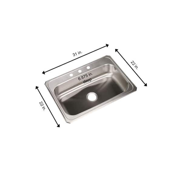 Celebrity 31 in. Drop-in Single Bowl 20-Gauge Stainless Steel Kitchen Sink Only