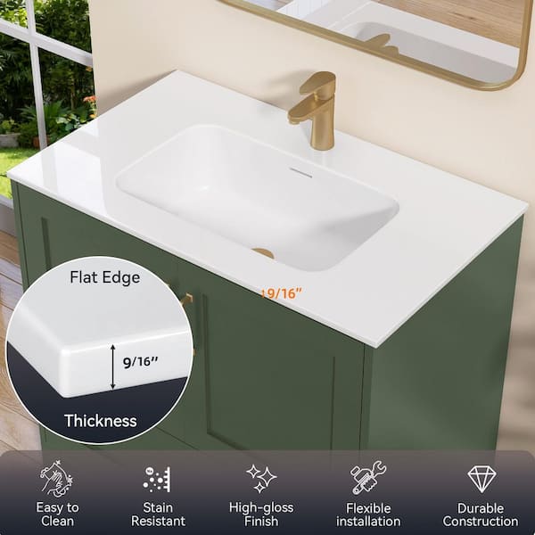 Zeafive 36 in. W x 22 in. D Solid Surface Vanity Top in Pure White
