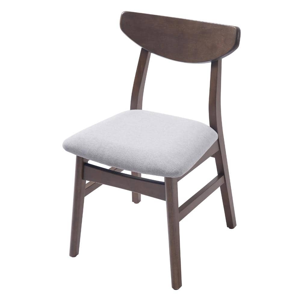 Modern Scandinavian 4 Piece Dining Chairs 19.8 in. Brown Rubber Wood with Gray Fabric Seat price history on PriceWatchPro