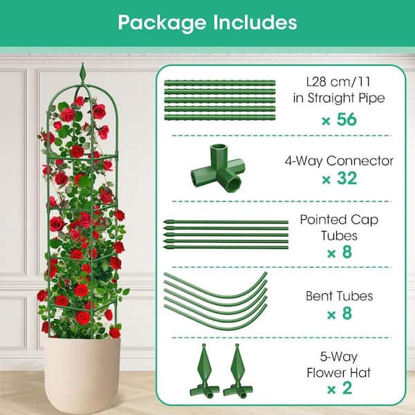 Phewnyzo 70.87 in. Metal Rustproof 4-Tier Garden Trellis for Climbing Plants, Indoor and Outdoor Use