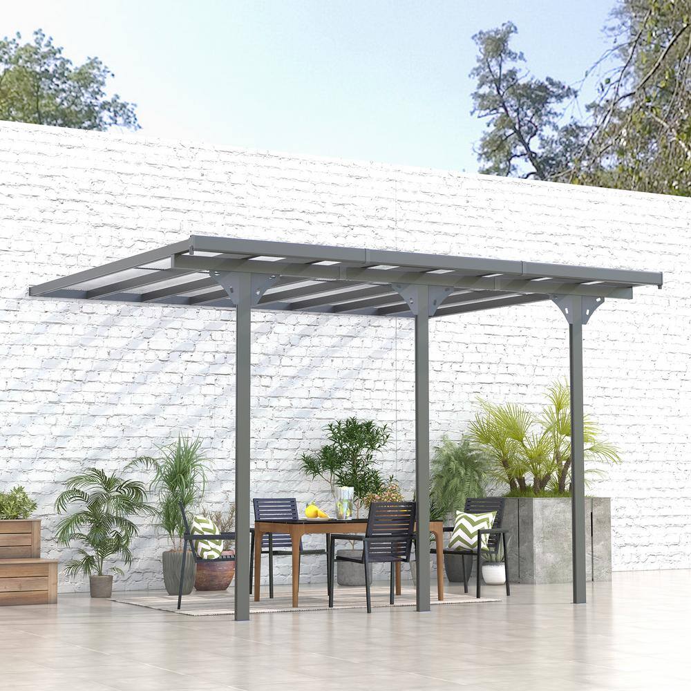 Gray Aluminum Pergola with Transparent UV Blocking Canopy