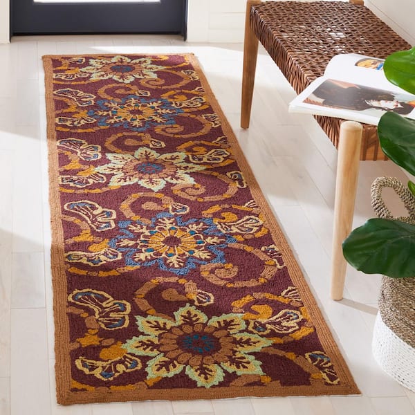Four Seasons 2 ft. x 8 ft. Burgundy Ornate Floral Runner Rug
