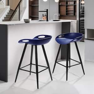 Fiyan 24 in. Navy Backless Counter Stool with Plastic Seat