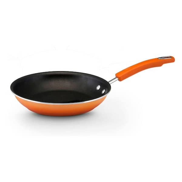 Rachael Ray 10 in. Nonstick Porcelain Enamel Skillet in Orange-DISCONTINUED